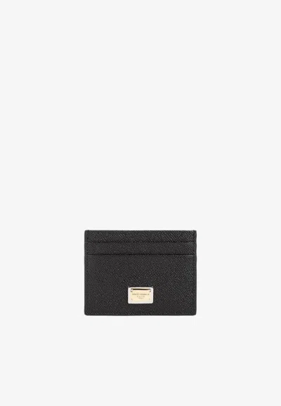 Dolce & Gabbana Logo-plaque Leather Cardholder In Black
