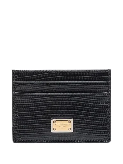 Dolce & Gabbana Logo-plaque Leather Cardholder In Black