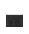 Dolce & Gabbana Small Zip-around Wallet In Calfskin With Raised Logo In Black