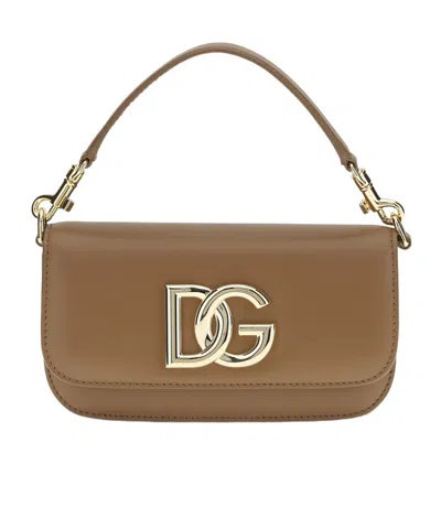Dolce & Gabbana Logo-plaque Leather Cross Body Bag In Brown