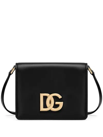 Dolce & Gabbana Logo-plaque Leather Crossbody Bag In Black