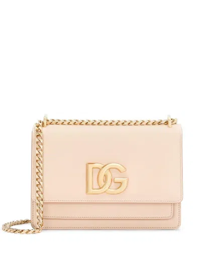 Dolce & Gabbana Logo-plaque Leather Crossbody Bag In Pink