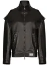 Dolce & Gabbana Long-sleeved Leather Jacket With Vertical Collar In Black