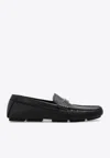 Dolce & Gabbana Logo Plaque Leather Loafers In Black