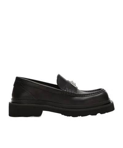 DOLCE & GABBANA DOLCE  GABBANA LOGO PLAQUE SQUARE-TOE LOAFERS