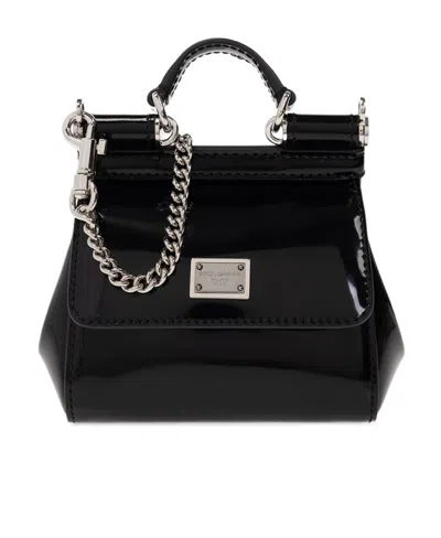 Dolce & Gabbana Logo-plaque Leather Mini Bag In Black
