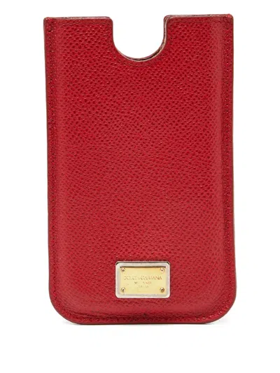 Pre-owned Dolce & Gabbana Logo-plaque Leather Phoe Case