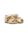 Dolce & Gabbana Logo-plaque Leather Sandals In Gold