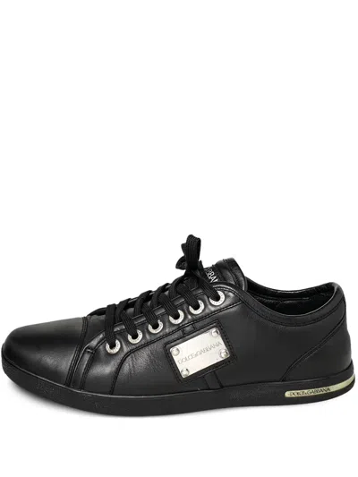 Pre-owned Dolce & Gabbana Logo-plaque Leather Sneakers