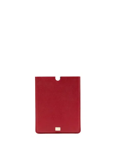 Dolce & Gabbana Logo-plaque Leather Tablet Case In Red