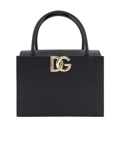 Dolce & Gabbana Logo-plaque Leather Tote Bag In Green