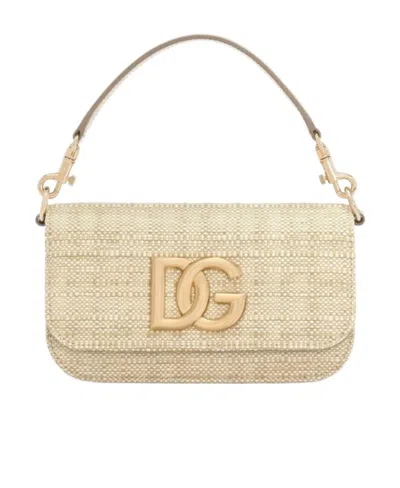Dolce & Gabbana Logo-plaque Leather Tote Bag In Nude