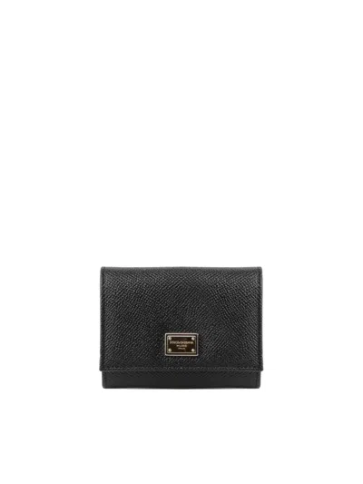 Dolce & Gabbana Dauphine Calfskin French-flap Wallet In Black