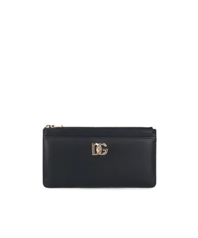 Dolce & Gabbana Logo-plaque Leather Wallet In Nero