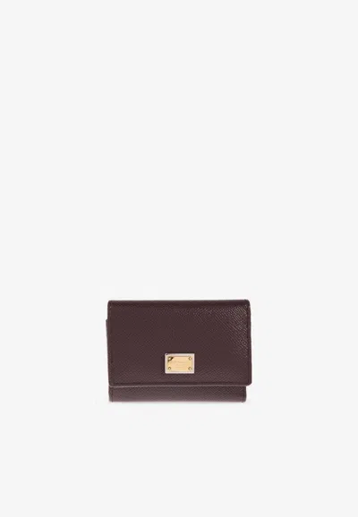 Dolce & Gabbana Logo Plaque Leather Wallet In Purple
