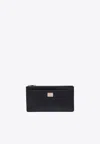 Dolce & Gabbana Dolce&gabbana Black Dauphine Leather Zipped Card Holder
