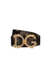 Dolce & Gabbana Logo-plaque Leopard-print Belt In Black