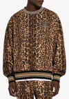 Dolce & Gabbana Logo Plaque Leopard Print Sweatshirt In Brown