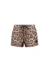 Dolce & Gabbana Brown All-over Leopard Print Shorts Swimsuit In Brown