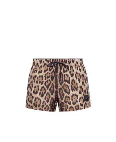 DOLCE & GABBANA DOLCE  GABBANA LEOPARD PRINTED SWIM SHORTS