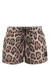 Dolce & Gabbana Brown All-over Leopard Print Shorts Swimsuit In Schwarz