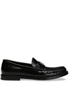 Dolce & Gabbana Dg Medallion Leather Classic Loafers In Black