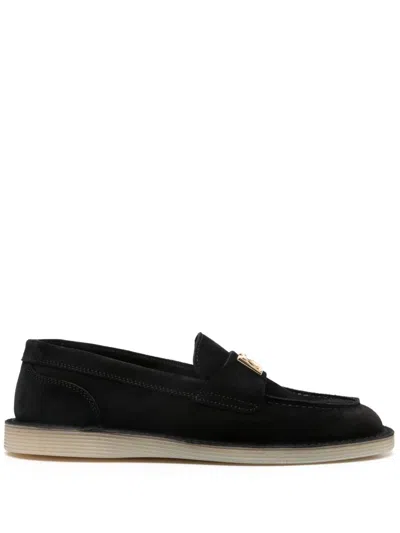 Dolce & Gabbana Dolce  Gabbana Logo Plaque Mocassins In Black
