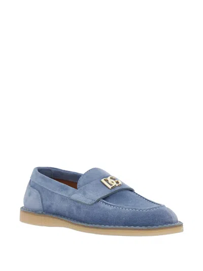 Dolce & Gabbana Logo-plaque Loafers In Blue