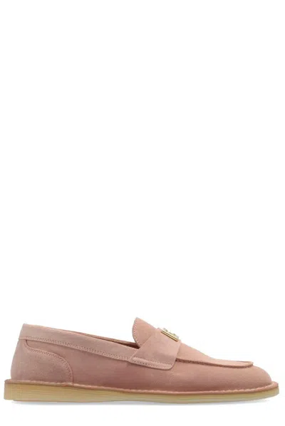 Dolce & Gabbana Logo-lettering Loafers In Pink
