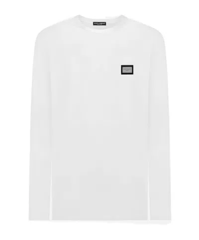 Dolce & Gabbana Logo-plaque Long-sleeve T-shirt In White