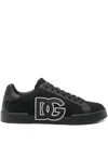 Dolce & Gabbana Light Strobel Sneaker In Canvas And Leather Color Black With Logo In Black