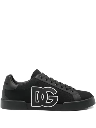 DOLCE & GABBANA LOGO-PLAQUE LOW-TOP SNEAKERS