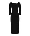 Dolce & Gabbana Viscose Jersey 3/4 Sleeve Midi Dress In Black
