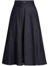 Dolce & Gabbana Logo-plaque Midi Skirt In Blue