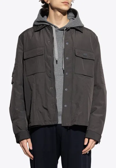 Dolce & Gabbana Logo Plaque Overshirt In Gray