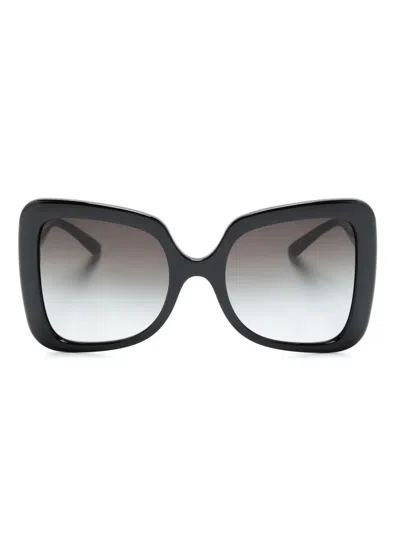 Dolce & Gabbana Logo-plaque Oversize-frame Sunglasses In Black