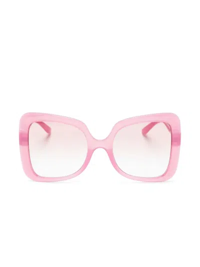 Dolce & Gabbana Logo-plaque Oversize-frame Sunglasses In Pink