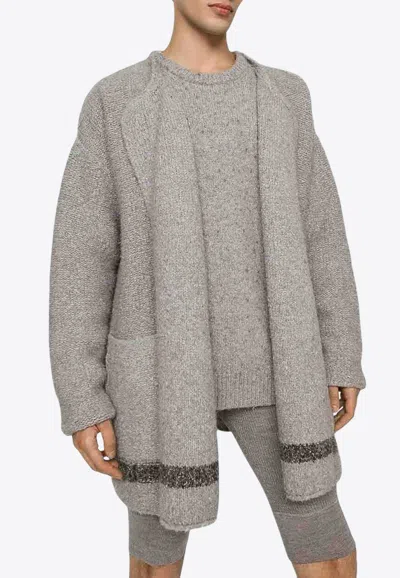 Dolce & Gabbana Logo Plaque Oversized Cardigan In Combined_colour