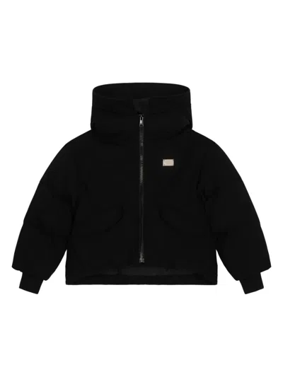 Dolce & Gabbana Kids' Logo-plaque Padded Jacket In Black
