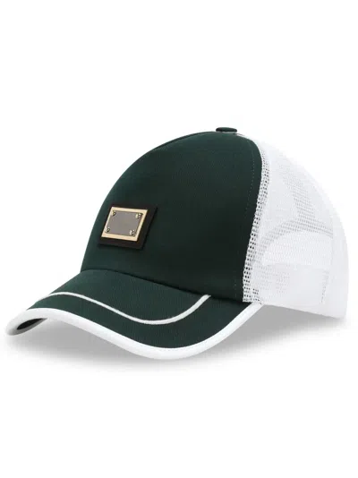 Dolce & Gabbana Logo-plaque Panelled Trucker Cap In Green