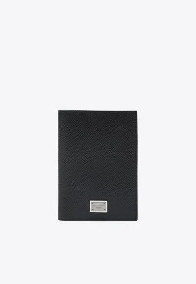 Dolce & Gabbana Logo-plaque Passport Holder In Black