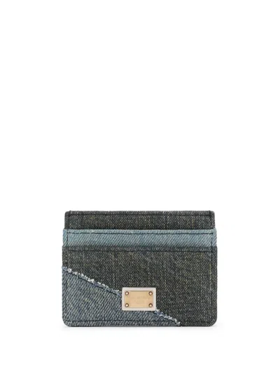 DOLCE & GABBANA LOGO-PLAQUE PATCHWORK CARD HOLDER