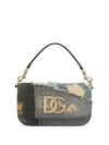 Dolce & Gabbana Logo Plaque Patchwork Denim Cross Body Bag In Blue