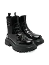 Dolce & Gabbana Logo-plaque Patent-leather Boots In Black