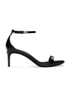 Dolce & Gabbana Leather Sandals Shiny Stiletto Heel In Black