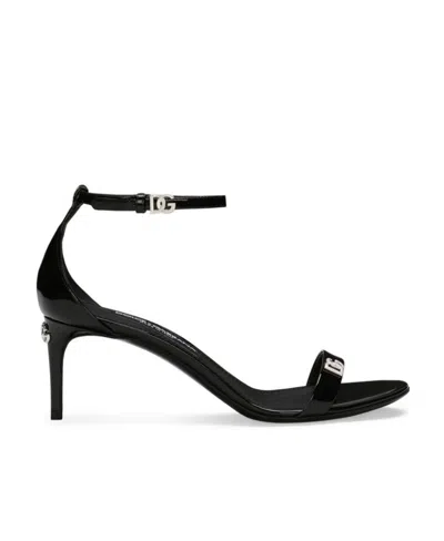 DOLCE & GABBANA DOLCE  GABBANA LOGO LETTERING ANKLE STRAP SANDALS
