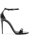 Dolce & Gabbana Black Sandals With Dg Logo Detail In Patent Leather Woman In Schwarz