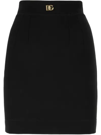 Dolce & Gabbana Logo-plaque Pencil Skirt In Black