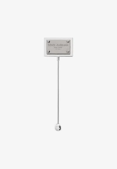 Dolce & Gabbana Logo Plaque Pin In Silver