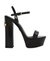 Dolce & Gabbana Keira 145 Polished Leather Platform Sandals In Black